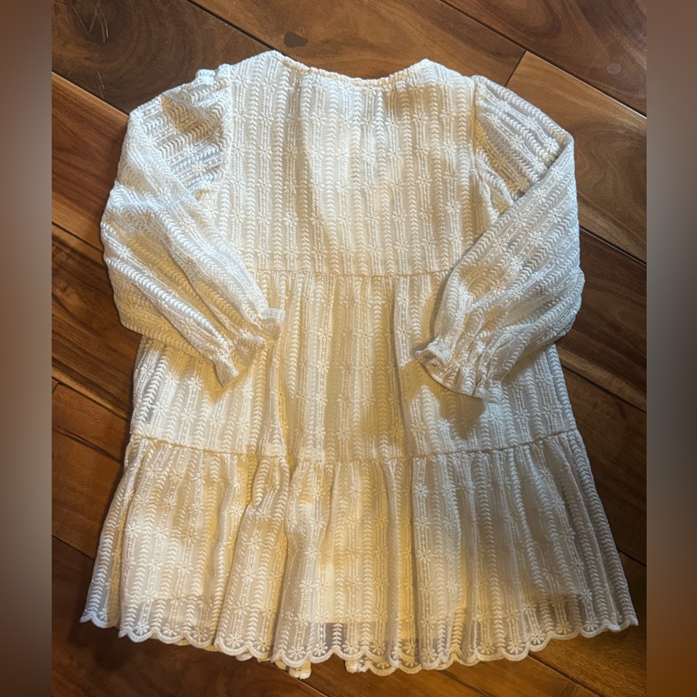 NWT ZARA Long Sleeve Mesh White Dress. 3-4 Years Old. - Picture 2 of 3